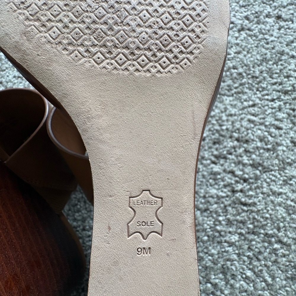 Tory Burch Tan Leather Logo Wedge Sandals - Picture 5 of 5